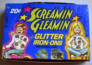 Vintage 1978 Donruss Screamin Gleamin Glitter Iron Ons Complete Wax Box 36 PKS - Picture 1 of 9