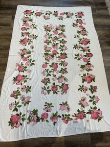 Vintage Terry Cloth Tablecloth Fruit Flowers Table Linen MCM Retro 60s 70s 80s - Picture 1 of 15