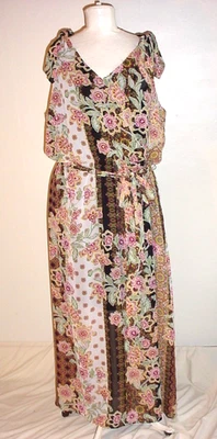 Vestido Lane Bryant Sin Mangas de Gasa Talla Grande 22 Forrado Cuello en V Floral S151325 Foto 1 de 4