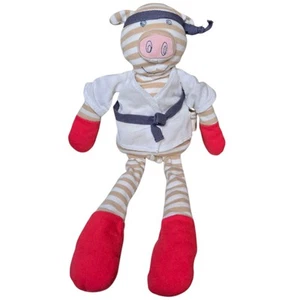 Bio Farm Buddies Karate Schweinchen Plüsch Rassel Spielzeug Ninja Schwein gestreift Baby weich - Bild 1 von 5