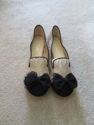 Chanel Mocasines Mocasines Encaje Beige Negro Talla 39 Foto 1 de 4