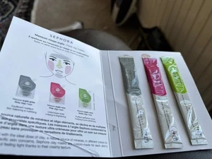 3 SEPHORA FACE CLAY MASKS PINK GREY GREEN 2 ML/0.06 FL.OZ. EACH - Picture 1 of 3