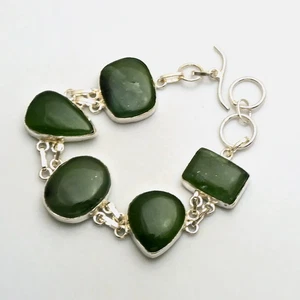 Nephrite Jade Gemstone Handmade Bracelet Jewelry 26 Gms For Women AB 23498 - Picture 1 of 1