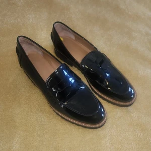 FRANCO SARTO Loafer Black Faux Patent Leather Size US 9 Chic Workwear Shoes - Picture 1 of 5