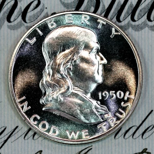 * 1950-P CAMEO * PRISTINE++ GEM BU PROOF FRANKLIN HALF-DOLLAR * FROM COLLECTION - Picture 1 of 3