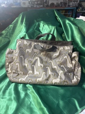 Thirty-One Gray Giraffe Print Small Tote Baby Diaper Bag - Image 1 of 4