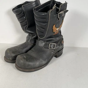 Vintage Harley Davidson mens boots 10.5 black leather engineer legendary eagle - Picture 1 of 12