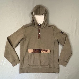 The North Face Felpa con Cappuccio Uomo M Verde Pullover Mimetico Bordo Tasca Snap Henley - Foto 1 di 13