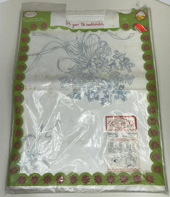 Vintage NOS Wonder Art Embroidery Scarf Kit 100% Cotton 16x40 SEE PHOTOS - Image 1 of 4