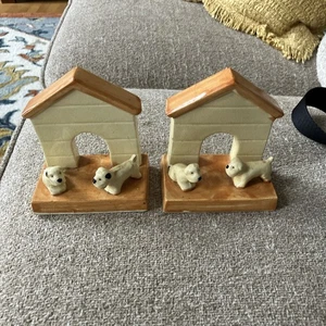 Paar Vintage Buchstützen Welpen Hund Kinder Kindergröße Buchstützen Japan Perfekt - Bild 1 von 3