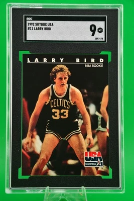 SkyBox 1992 EE. UU. Baloncesto #11 Larry Bird NBA Novato Boston Celtics Salón de la fama SGC 9 Foto 1 de 2