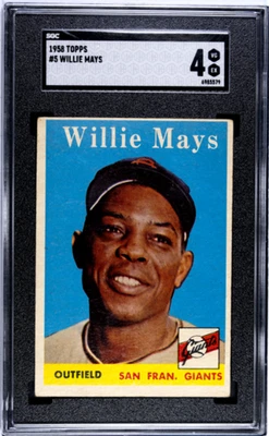 1958 Topps #5 Willie Mays Gigantes de San Francisco SGC 4 en muy buen estado-excelente Foto 1 de 3