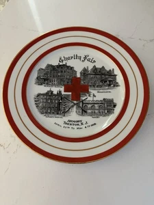 1908 TRENTON NJ Historical Souvenir Plate Red Cross Armory Hospitals 9 3/4” - Picture 1 of 5