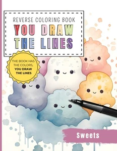 Sweets Kawaii Reverse Coloring Book You draw the line 35 Watercolor Color Pag... - Imagen 1 de 1