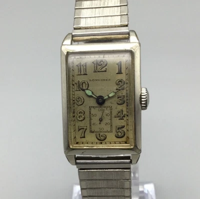 Vintage Longines Watch Men 22mm 14K Gold Filled Tank FOR PARTS REPAIR Art Deco - Image 1 of 4