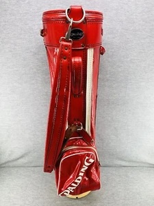 SPALDING - VINTAGE Vinyl Carry Cart Golf Bag 3 Way Divider Red/White - Picture 1 of 10