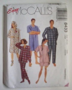 Ropa de dormir camiseta de noche PJs tops pantalones botines patrón 8433 talla grande 40 42 - Imagen 1 de 2