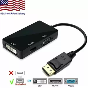 50X 3in1 Displayport DP Male To HDMI/DVI/VGA Female Adapter Converter Cbl 1080P - Picture 1 of 7