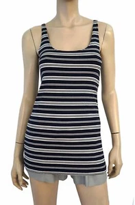 ONLY HEARTS Tanktop Gr. L gestreift marine weiß Skinny U-Ausschnitt NEU mit Etikett - Bild 1 von 2