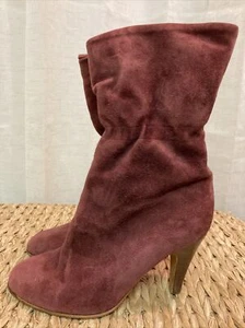 Nickels Heeled Leather Ankle Boots Made In Italy Womens Size 7.5B Maroon - Picture 1 of 6