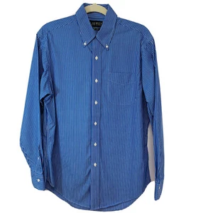 Ralph Lauren LRL Non Iron Button Down Mens Shirt 15 1/2 Striped Blue Cotton Work - Picture 1 of 12