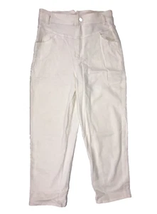 H&M Jeans White Size 12 High Waist Tapered Leg Ankle Stretch Denim Mum Mom - Picture 1 of 12