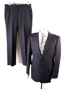 Vintage 1970s Hardy Wool Pinstripe 2 Piece Mens Suit Size 40-42 - Picture 1 of 11