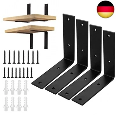 ASelected 4 Stück Regalwinkel Schwerlast Schwarz 150x150x38x5mm, Metallwinkel  - Bild 1 von 4
