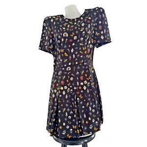 ALEXANDER MCQUEEN Black All Over Print OBSESSION Dress Sarah Burton I Spy 46 - Picture 1 of 24