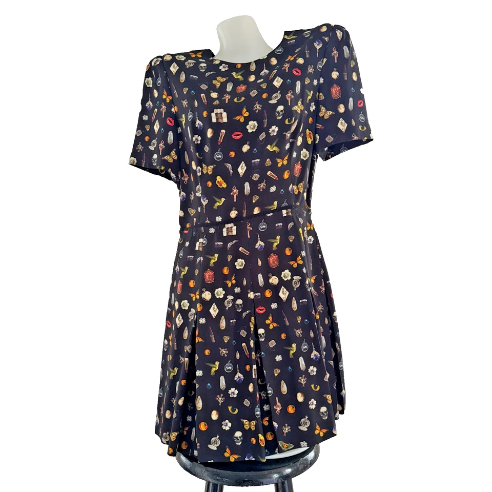 ALEXANDER MCQUEEN Black All Over Print OBSESSION Dress Sarah Burton I Spy 46 - Image 1 of 4