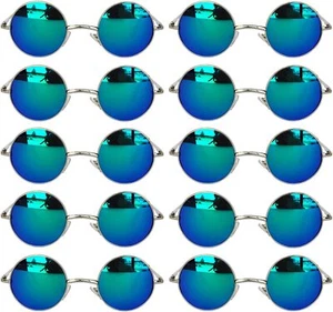 OWL Round Sunglasses 10 Pack Retro Vintage Hippie Style 43mm Bluegreen Mirror - Picture 1 of 3