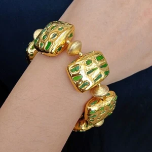Pulsera de piedras verde diópsido astillas rectangular hilo joyería - Imagen 1 de 6
