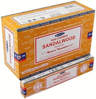 Palitos de incienso de sándalo Satya Nag Champa - Paquete de 12 en caja  Foto 1 de 4