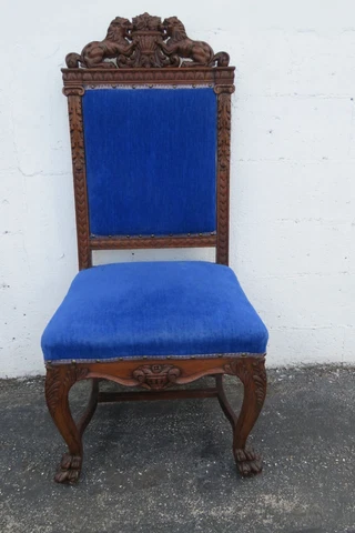 Late 1800s Victorian Hand Carved Lions Side Accent Chair 3682 Cover