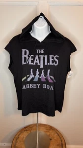 THE BEATLES ABBEY ROAD Women Size S Black Sleeveless Hoodie T-Shirt NEW - Picture 1 of 7