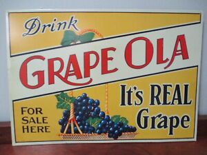Drink Grape Ola It's Real Grape  For Sale Here Mfg. By J.V. Reed & Co. Sign
