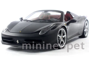 HOT WHEELS ELITE X5485 FERRARI 458 ITALIA SPIDER 1/18 DIECAST FLAT BLACK - Picture 1 of 2