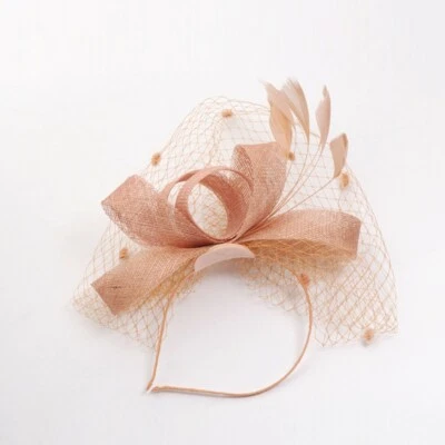 Mujeres Fascinador Diadema Clip Plumas Sombrero Boda Fiesta Carrera Cabeza Real Pieza Foto 1 de 4