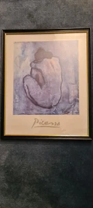 Picasso Blue Nude Gemälde art Deko Maler Signiert Druck? + Rahmen Glas Vintage ! - Bild 1 von 8