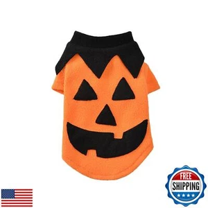 Vavious Black Pumpkin Face Spooky Halloween Dog Sweater Fleece Warmth Winter  - Picture 1 of 5