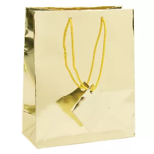 Glänzendes Papier Metallic Gold Geschenk Tragetasche Seil Griff 20er Pack 3" x 2" x 3,5" - Bild 1 von 3