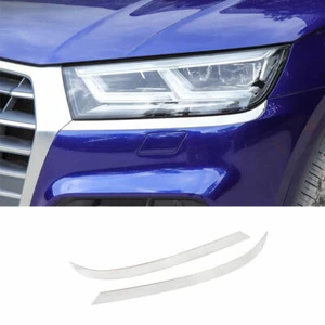 Fit For Audi Q5 2018-2020 2023 Silver Titanium Front Headlight Lamp Eyebrow Trim - Picture 1 of 7