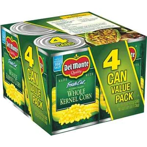 DEL MONTE Golden Sweet Whole Kernel Corn, 4-Pack, 15.25 oz Cans FRESH - Picture 1 of 5