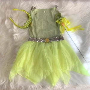Rare Disney Store 4pc Tinker Bell Costume Tiara Crown Fairy Wand Halloween S 6 - Picture 1 of 7