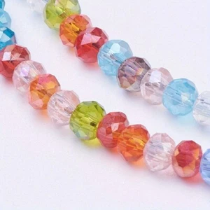 30Strands Electroplate Glass Bead Strands Faceted Rondelle Mixed Color 3x2mm - Picture 1 of 3