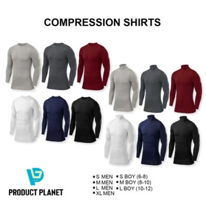 Mens Boys Compression Base Layer Long Sleeve Top Gym Running Thermal Sports Wear - Picture 1 of 61