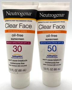 Lote de 2 lociones líquidas sin aceite Neutrogena Clear Face FPS 30 y 50 combo de 3 fl. oz - Imagen 1 de 2
