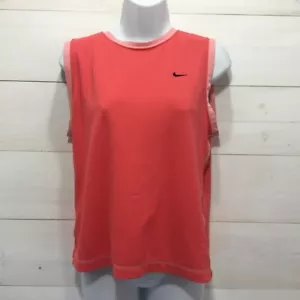 Nike Fit-Dri Girl's T-Shirt Size Large (12-14) Pink Tank Swoosh Summer Outdoors - Picture 1 of 9