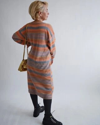 Цветной ombre свитер платье мериносовой шерсти вязаное платье макси альпака рубашка платье - Изображение 1 из 4