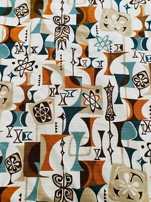 Tela de tela de corteza atómica Robert Kaufman, estampado MCM Tiki 3 yardas Foto 1 de 4